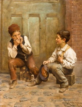 two boys singing Painting - Shoeshine Boys Karl Witkowski
